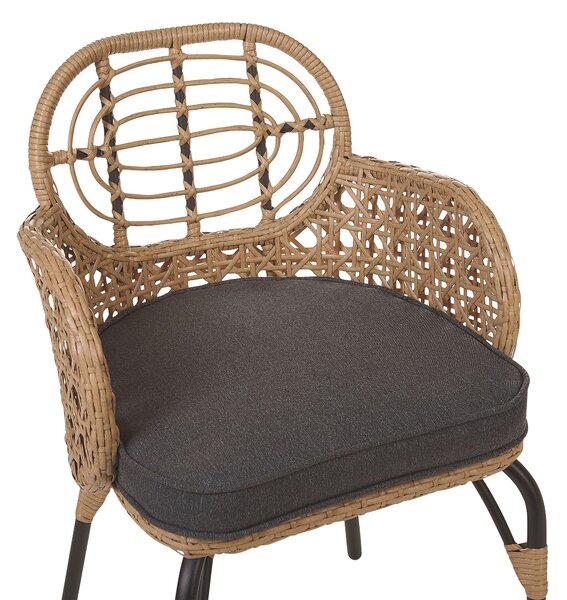 Hatdarabos székszett ülőpárnával PRATELLO PE Rattan Természetes