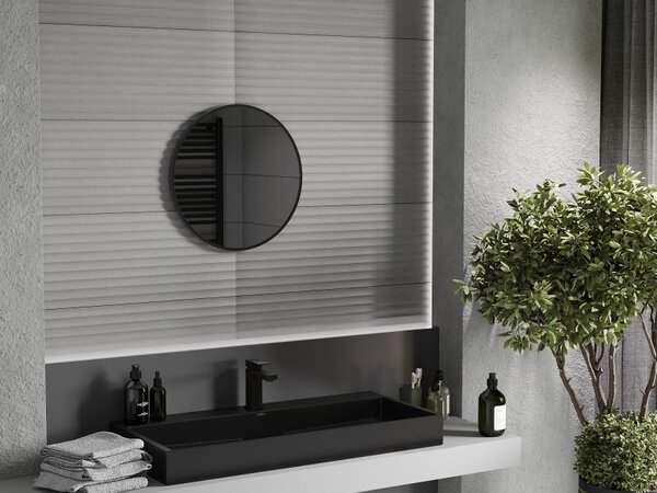 Mexen Loft, kerek fürdőszobai tükör 30 cm, keret színe fekete matt, 9850-030-030-000-70