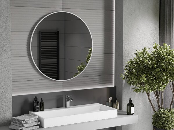Mexen Loft, kerek fürdőszobai tükör 90 cm, keret színe fehér, 9850-090-090-000-20