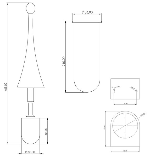 MARPLAST MARPLAST, SZÍNES WC akasztókefe, ABS, barna, A65801MA