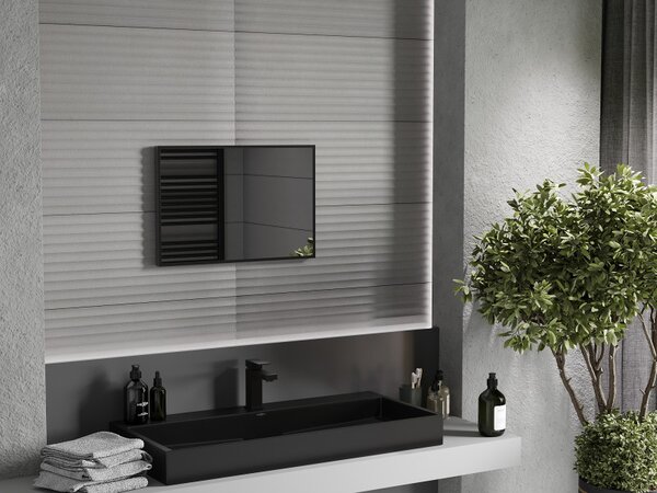 Mexen Loft, téglalap alakú fürdőszobai tükör 60 x 40 cm, keret színe fekete matt, 9852-060-040-000-70