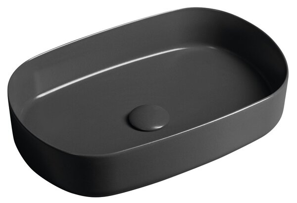 Isvea Isvea, INFINITY OVAL kerámia munkalap mosogató, 55x36cm, antracit, 10NF65055-2C