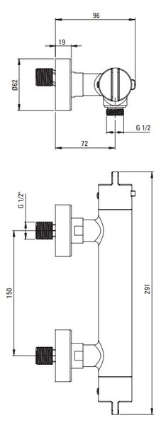 Deante Deante, termosztatikus zuhanycsap alsó csatlakozással, arany matt, DEA-BCH_R4BT