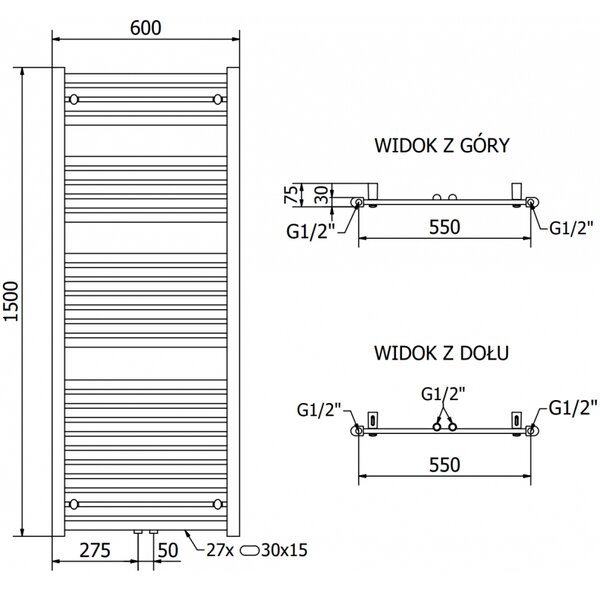 Mexen, Mexen Hades elektromos fűtés 1500 x 600 mm, 900 W, antracit - W104-1500-600-2900-66