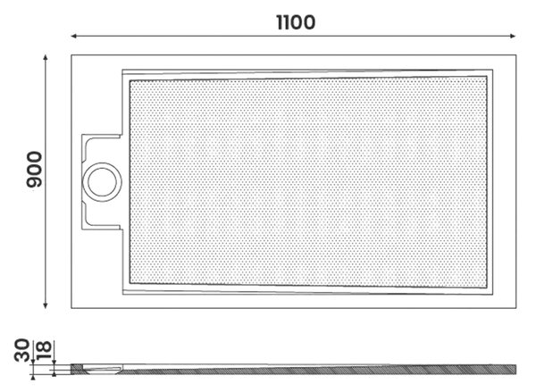 Gelco Gelco, EMA öntött márvány zuhanytálca, téglalap 110x90x3 cm, PE11090