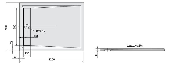 Polysan Polysan, VARESA öntött márvány zuhanytálca fedővel, téglalap 120x90cm, 71603