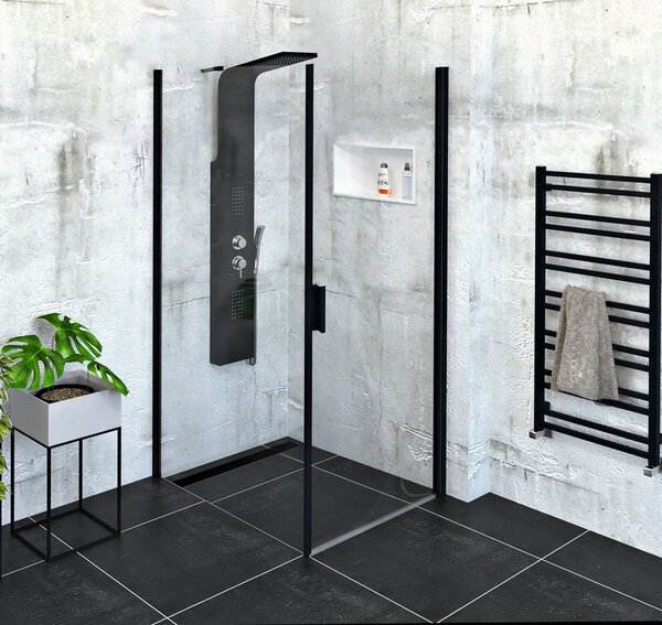 Polysan Polysan, Zoom Line fekete téglalap alakú zuhanyparaván 800x900mm L / R változat, ZL1280BZL3290B