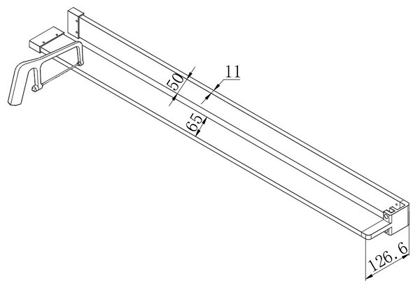 Mereo Mereo, Polc WI-hez, hossz 120 cm, fekete ALU, MER-CK10620PB