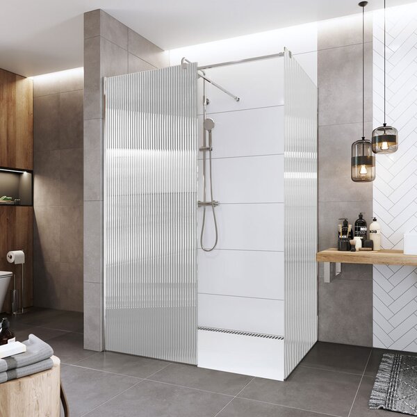 Mereo Mereo, Zuhanyfal WALK IN, Novea, króm ALU, Line üveg, MER-CK10600HL