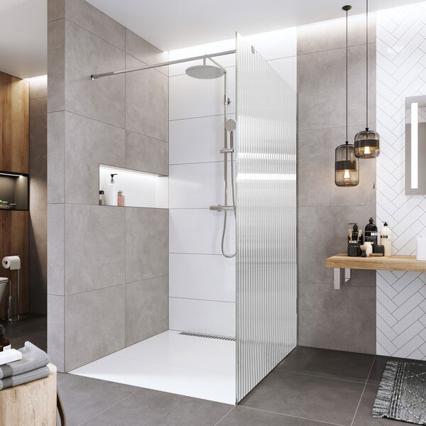 Mereo Mereo, Zuhanyfal WALK IN, Novea, króm ALU, Line üveg, MER-CK10600HL