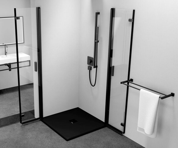 Polysan Polysan, ZOOM BLACK négyzet alakú zuhanyparaván 700x700mm, sarokbemenet, ZL4715BL-02