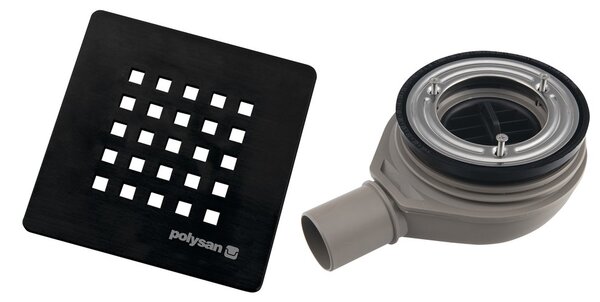 Polysan Polysan, TRENECA kádszifon, nyílás 90 mm, DN40, fekete matt, 84999.21