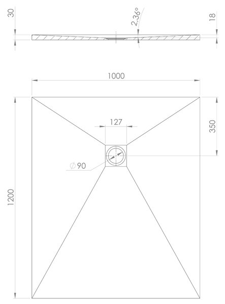 Polysan Öntött márványból készült Polysan, TRENECA zuhanytálca 120x100cm méretállítási lehetőséggel, fekete matt, 84313.21