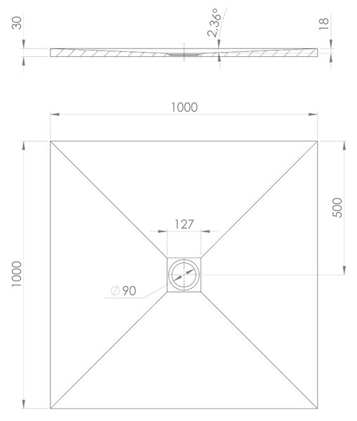 Polysan Polysan, TRENECA öntött márvány zuhanytálca állítható méretű 100x100cm, matt bézs, 84301.81