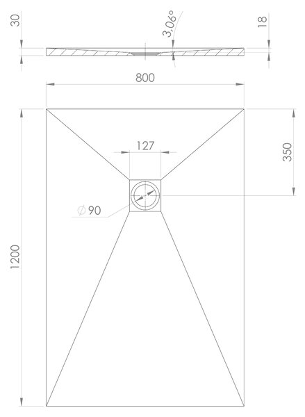 Polysan Öntött márványból készült Polysan, TRENECA zuhanytálca 120x80cm méretállítási lehetőséggel, fekete matt, 84302.21