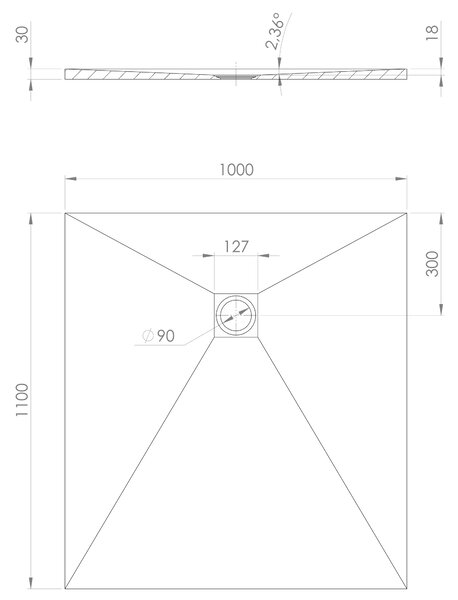 Polysan Öntött márványból készült Polysan, TRENECA zuhanytálca 110x100cm állítási lehetőséggel, matt bézs, 84312.81