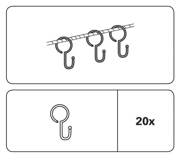 Fém függöny akasztó készlet 20 db-os - Gardinia