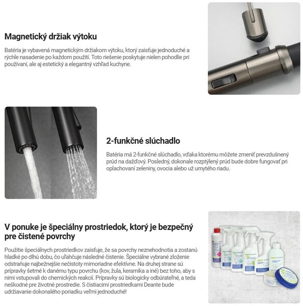 Deante Corda, magas mosogató csaptelep szilikon karral és spray-vel, fekete matt szálcsiszolt bronz, DEA-BRC_C72M