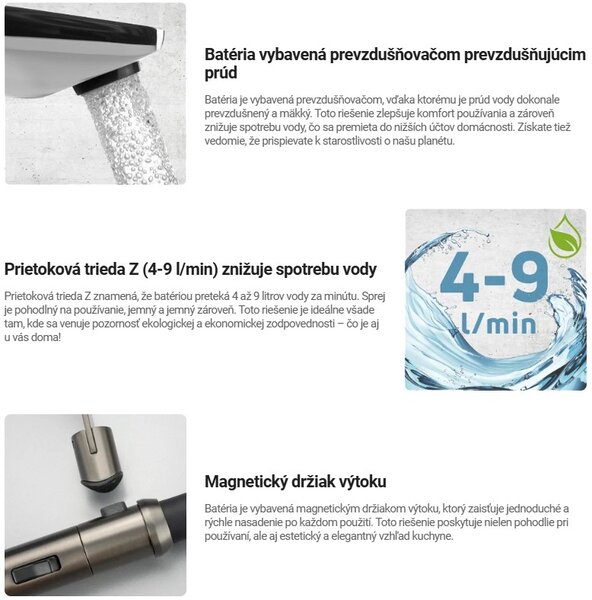 Deante Corda, magas mosogató csaptelep szilikon karral és spray-vel, fekete matt, DEA-BRC_N72M