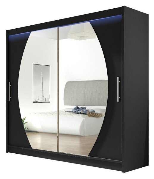Gardróbszekrény Closico Pallor IV, Laminált forgácslap, 215x180x58cm, Fekete