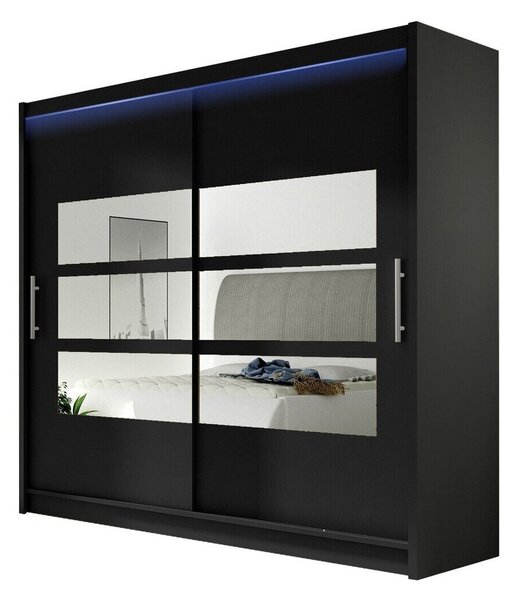 Gardróbszekrény Closico Pallor III, Laminált forgácslap, 215x180x58cm, Fekete