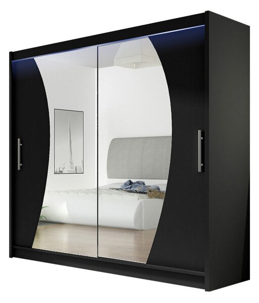 Gardróbszekrény Closico Pallor IX, Laminált forgácslap, 215x180x58cm, Fekete