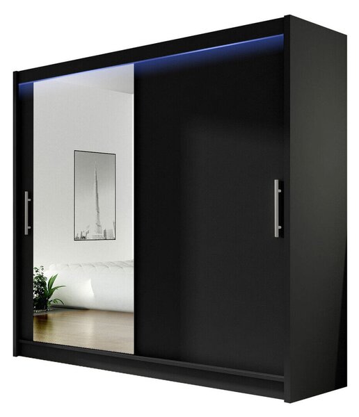 Gardróbszekrény Closico Pallor VI, Laminált forgácslap, 215x180x58cm, Fekete