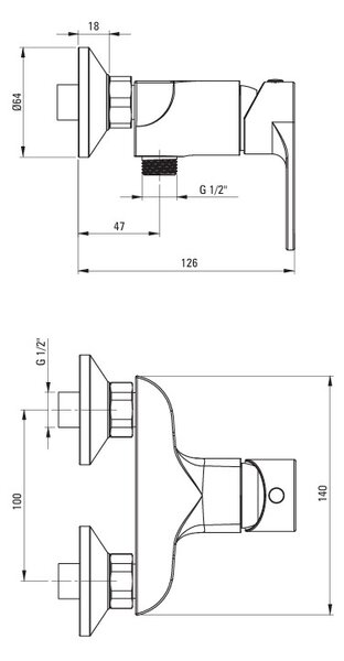 Deante Falra szerelhető zuhanycsap - 10 cm-re szerelhető