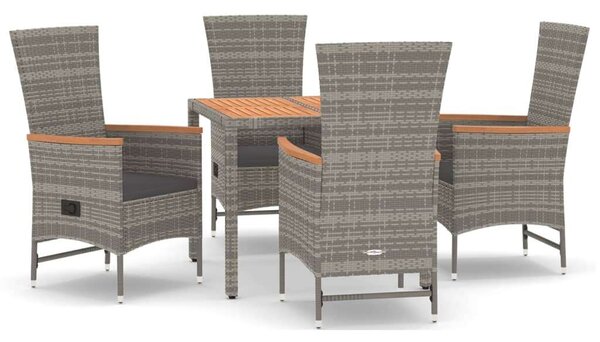 Polyrattan Kerti Étkezőgarnitúra - 5 részes - Szürke