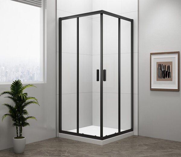 Polysan Polysan, EASY BLACK négyzet alakú zuhanyparaván 800x800mm, átlátszó üveg, EL5215B