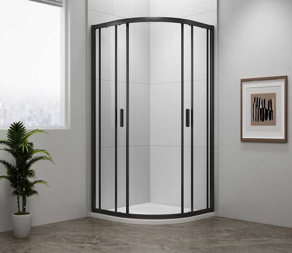 Polysan Polysan, EASY BLACK négyzet alakú zuhanyparaván 800x800mm, L/R, átlátszó üveg, EL2515B