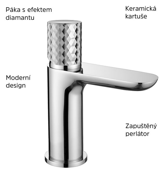 Mereo Mereo, Mosdóállvány magas csaptelep, gyémánt, Viana, kivezetés nélkül, króm, MER-CBE10102A