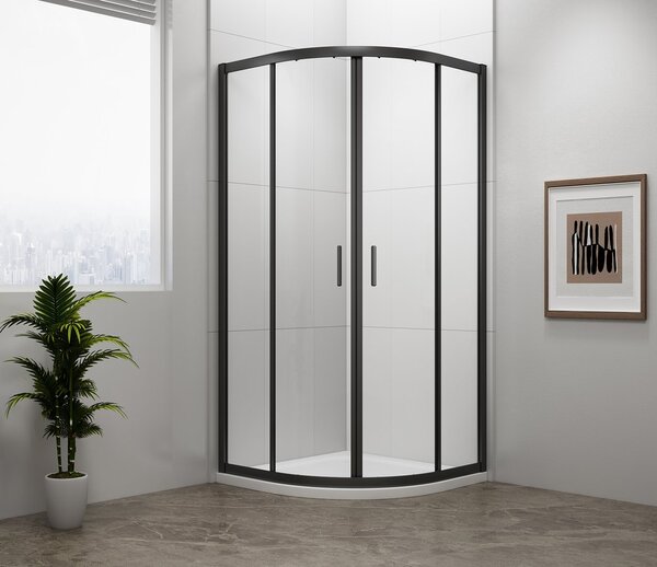 Polysan Polysan, EASY BLACK négyzet alakú zuhanyparaván 800x800mm, L/R, átlátszó üveg, EL2515B