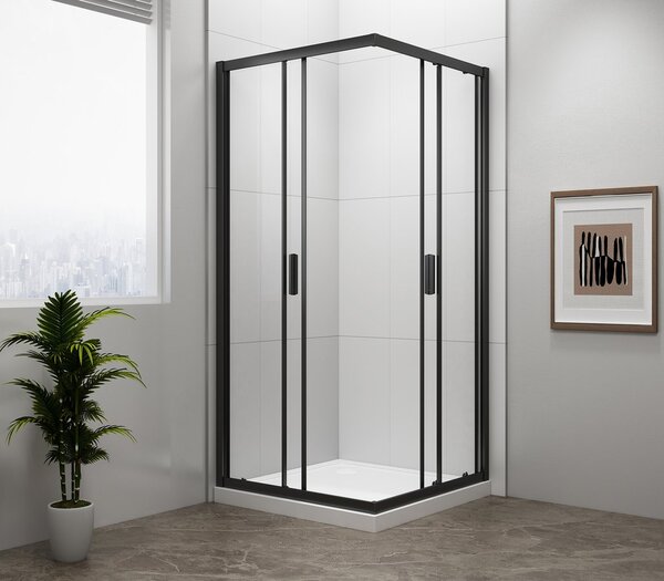 Polysan Polysan, EASY BLACK négyzet alakú zuhanyparaván 800x800mm, átlátszó üveg, EL5215B