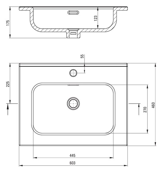 Deante Tubo, beépített kerámia mosogató 603x460x175mm, fehér fényes, DEA-CTU_6U6W