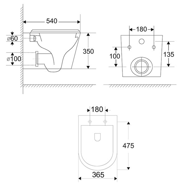 Mereo Mereo, kapucnis falra szerelhető WC, Smart Flush RIMLESS, kerámia, incl. ülések, MER-VSD85T1