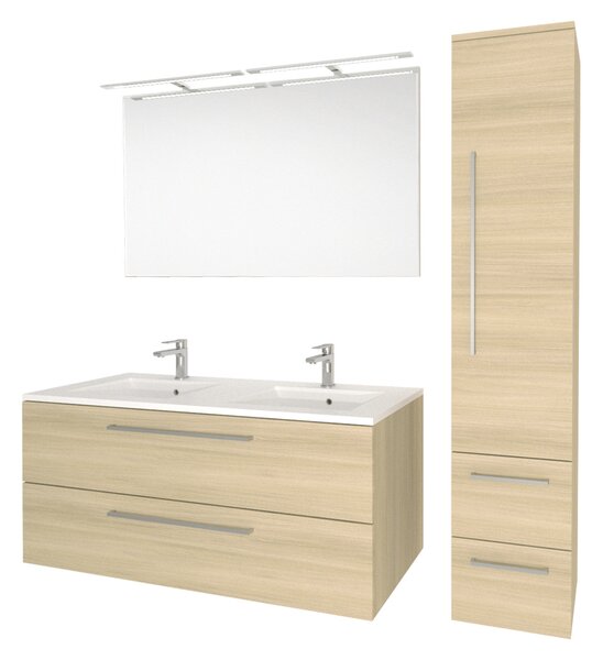 Mereo Mereo, Bino, magas fürdőszobai szekrény, dupla, 163 cm, fehér, fehér/tölgy, MER-CN639