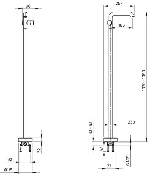 Deante Silia, szabadon álló mosdócsaptelep h-1090, bronz, DEA-BQS_C2KK