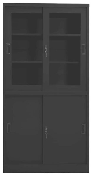 Acél Irodai Szekrény - Tolóajtós - 90x40x180 cm