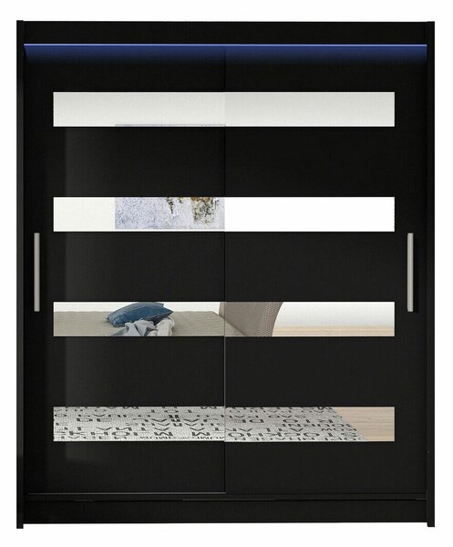 Gardróbszekrény Closico Camera XIII, Laminált forgácslap, 200x150x58cm, Fekete