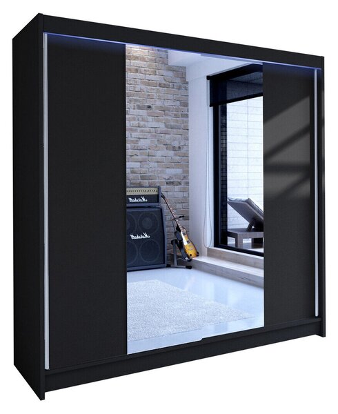Gardróbszekrény Closico Cavaris II, Laminált forgácslap, 215x180x58cm, Fekete