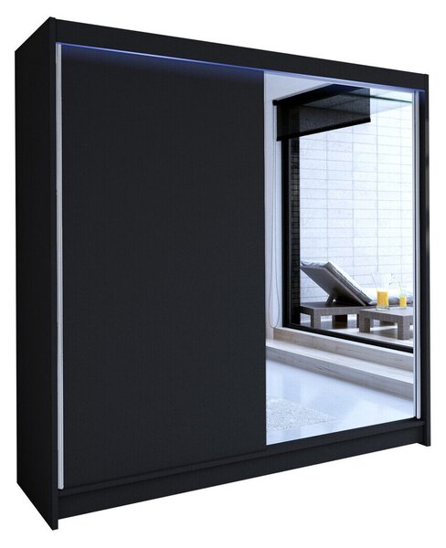 Gardróbszekrény Closico Cavaris I, Laminált forgácslap, 215x180x58cm, Fekete