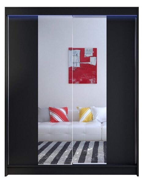 Gardróbszekrény Closico Vastor II, Laminált forgácslap, 200x150x58cm, Fekete