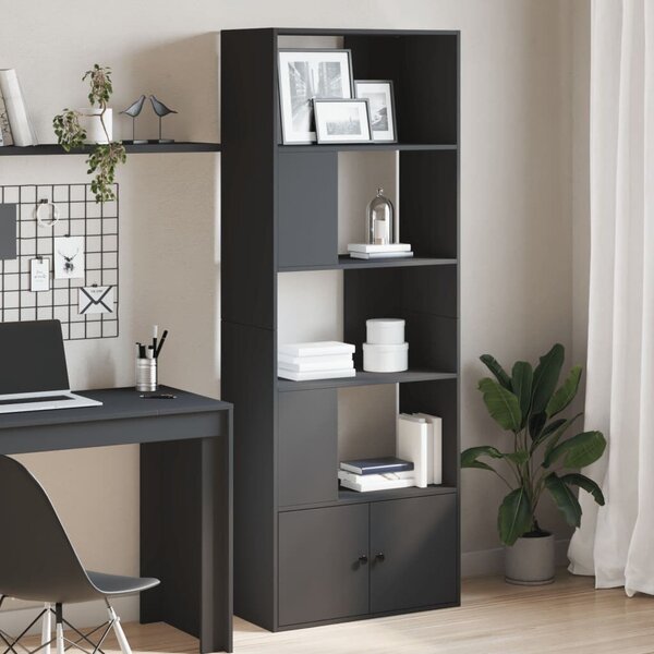 VidaXL Fekete Fa Könyvespolc - 70x36x189 cm