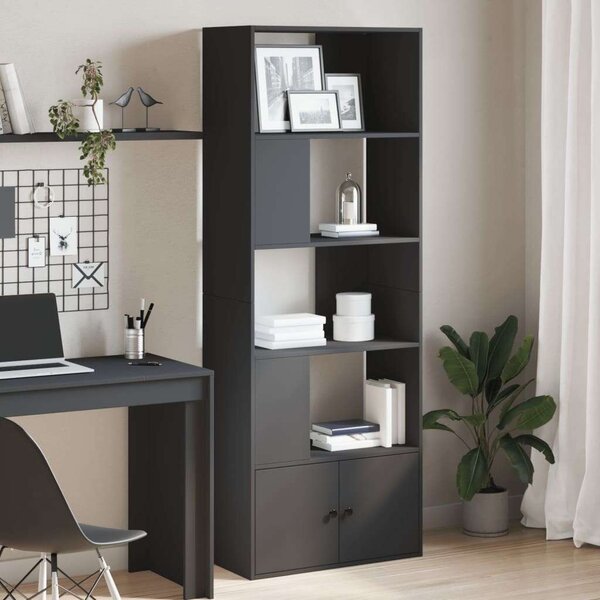 VidaXL Fekete Fa Könyvespolc - 70x36x189 cm