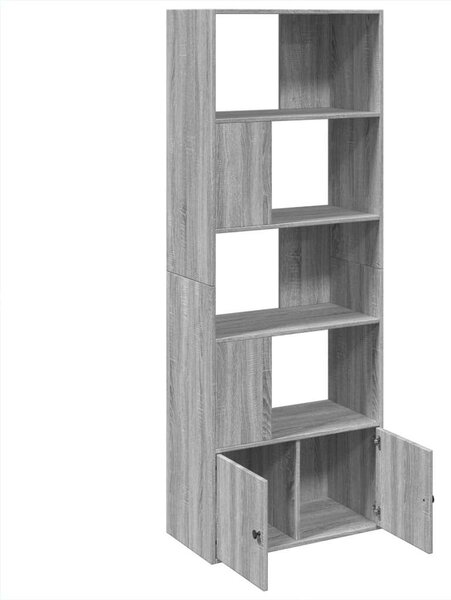 Fa Könyvespolc - Szürke Sonoma - 70x36x189 cm