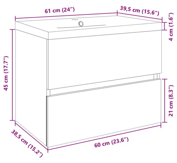 VidaXL Fürdőszoba Bútor Szett - Sonoma Tölgy - 60cm