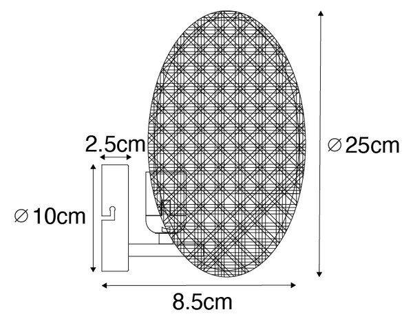 Rusztikus fali lámpa fekete rattannal 25 cm - Kata