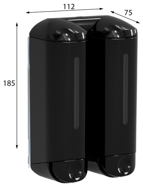 MARPLAST MARPLAST, SHOWER MEDIUM dupla folyékony szappanadagoló 2x250ml, fekete, A94803