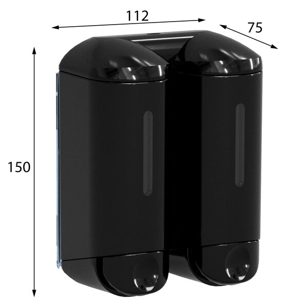 MARPLAST MARPLAST, SHOWER SMALL dupla folyékony szappanadagoló, 2x170ml, fekete, A94603